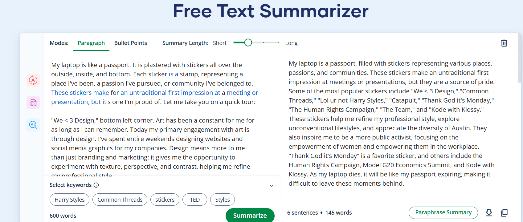 Scribbr AI Text Summarizer