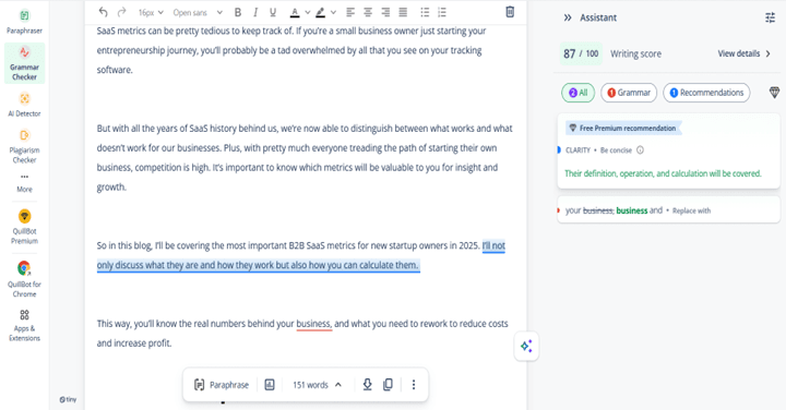 Quillbot Grammer Checker