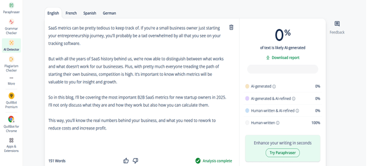 Quillbot AI Detector