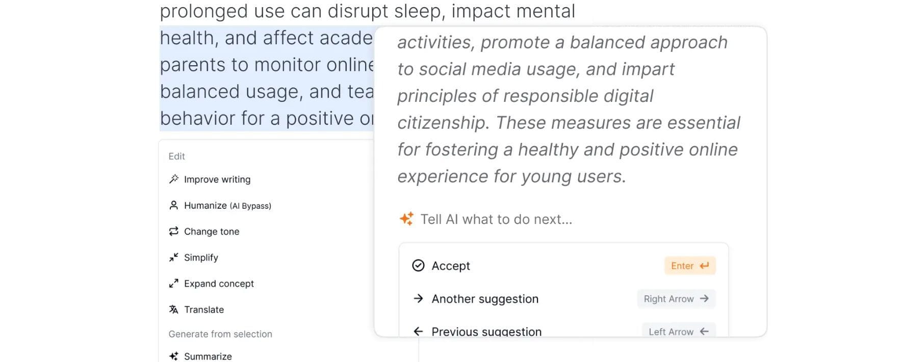 Paperguide Smart Rephrasing Feature 