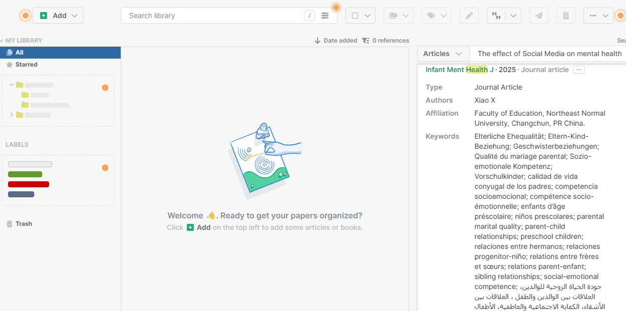 Paperpile interface with paper extracted online