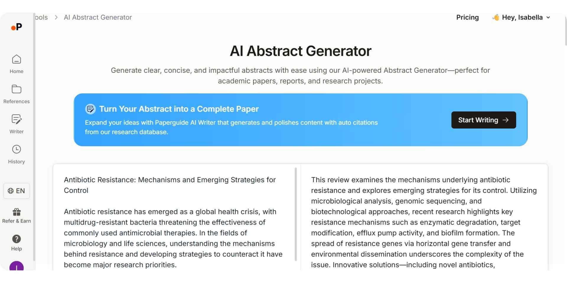 paperguide ai abstract generator