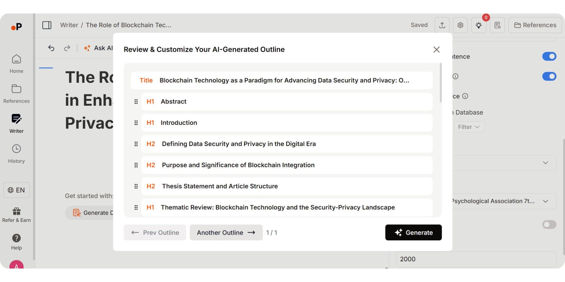 paperguide ai writer generate document editing