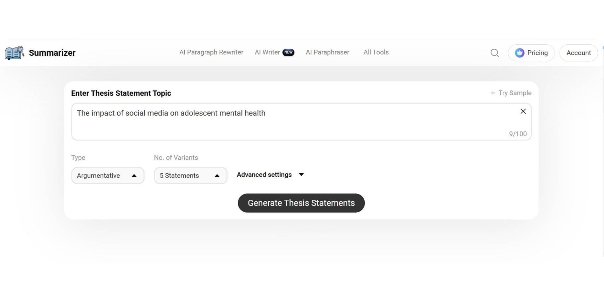 summarizer org thesis statement generator