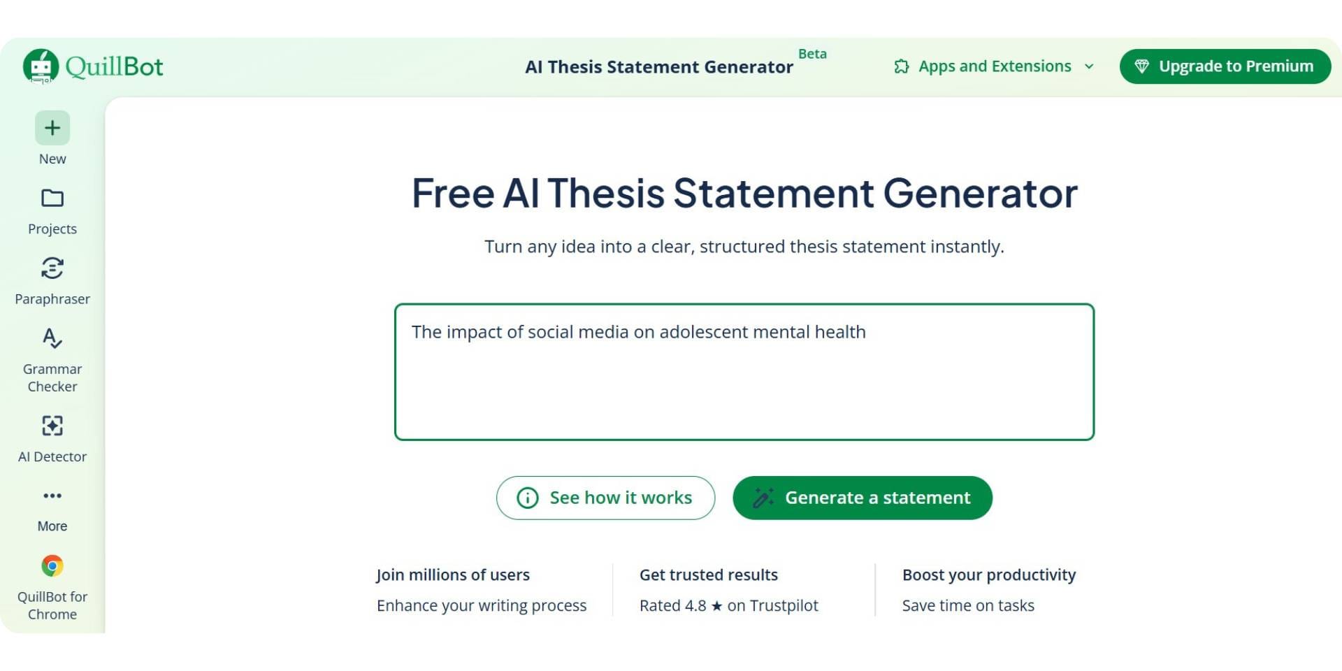 quillbot ai thesis statement generator