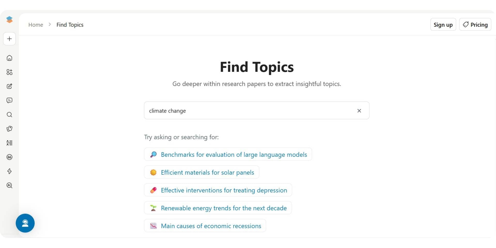 scispace concepts topic generator