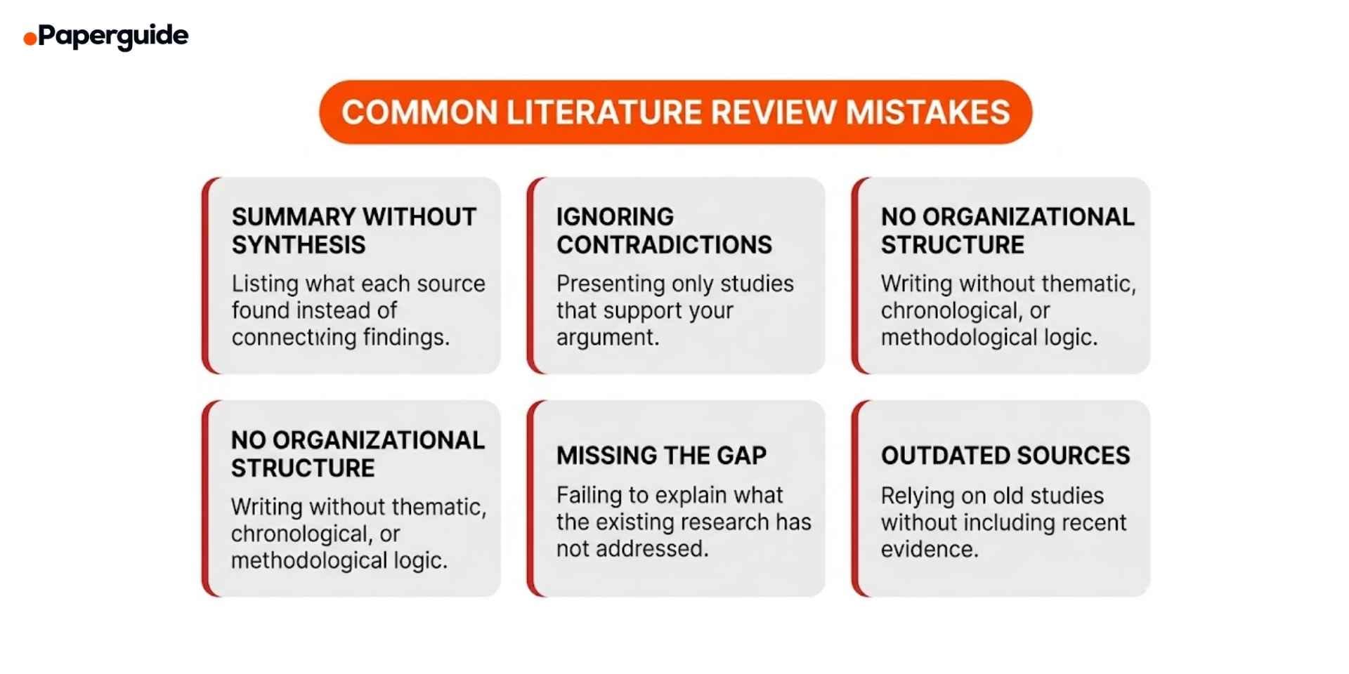 common literature review mistakes