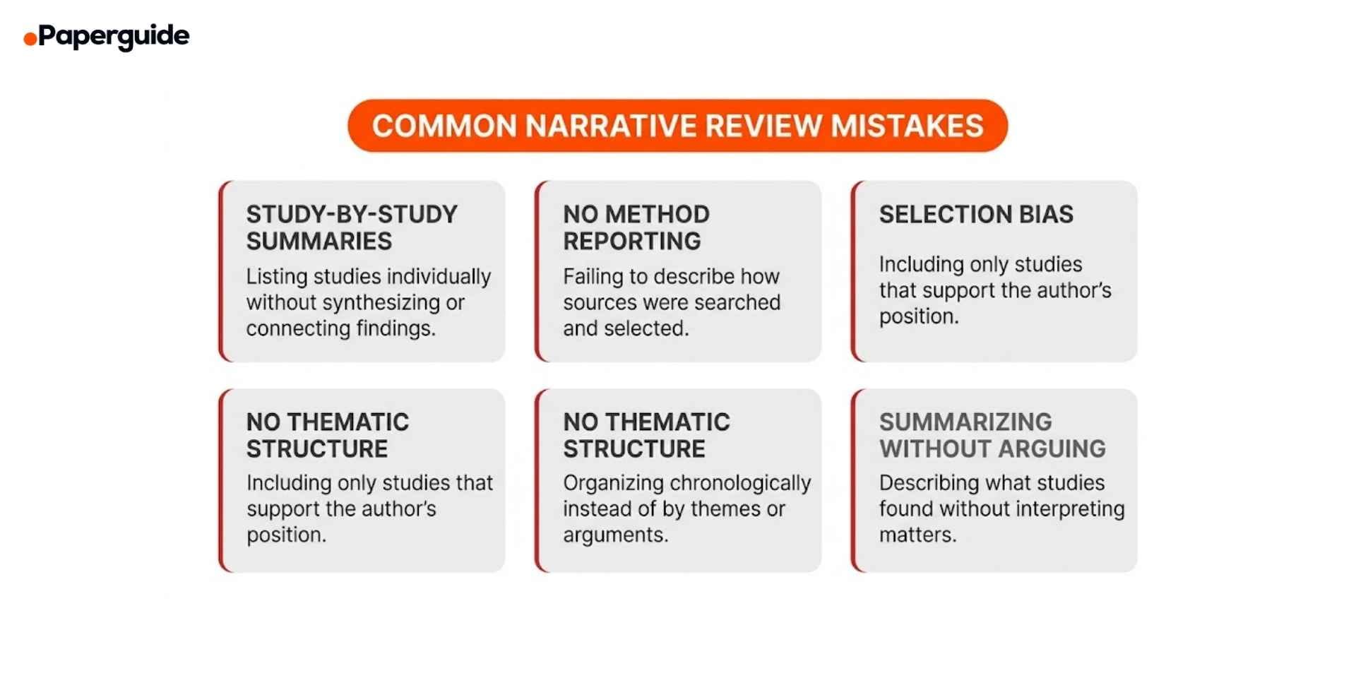 common narative review mistakes