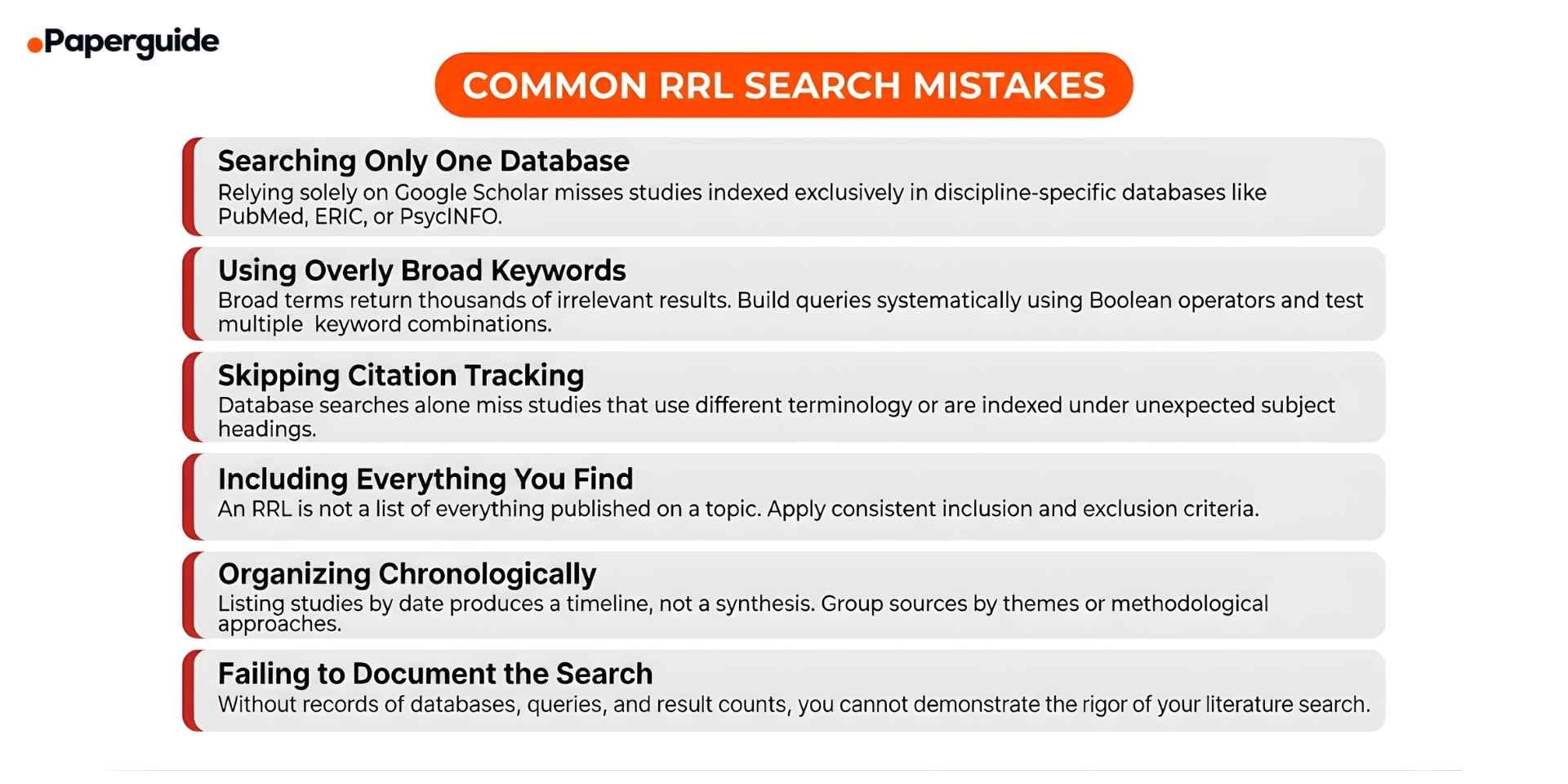 common rrl search mistakes