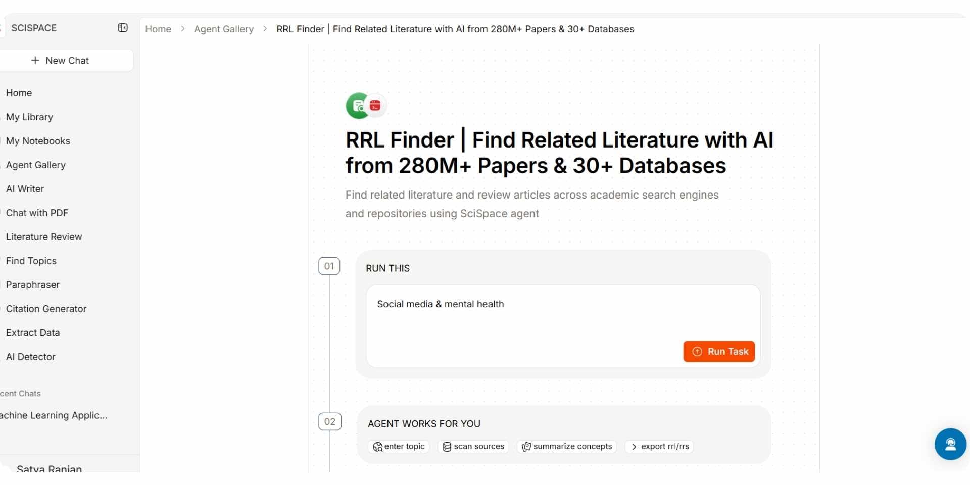 scispace rrl finder agent