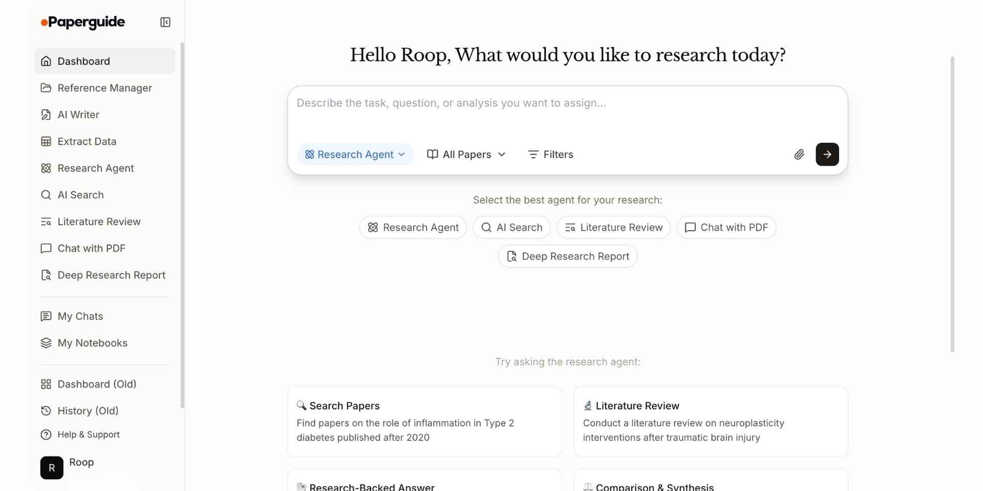 Paperguide Dashboard