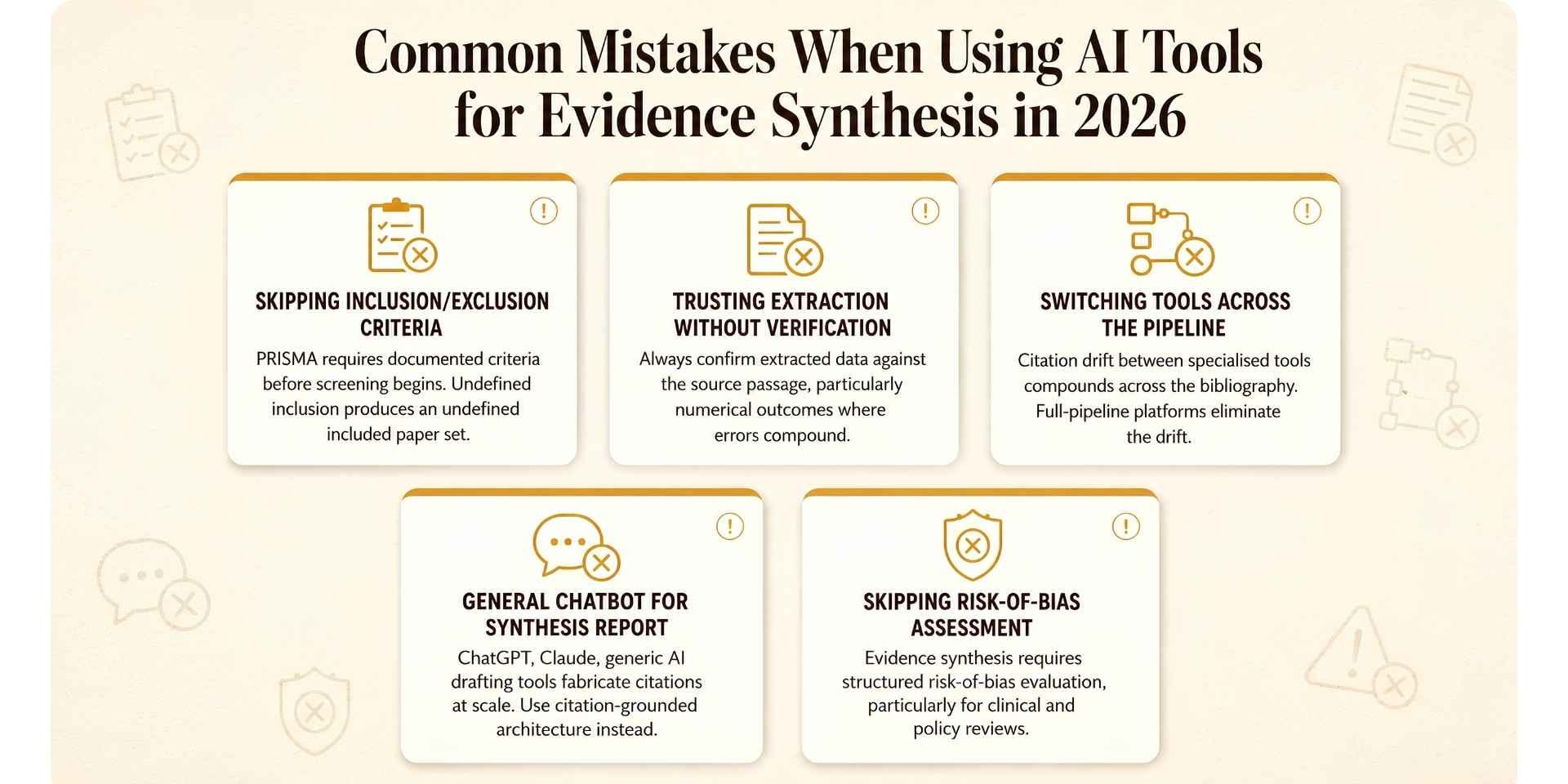common mistakes of using ai tools for evidence synthesis