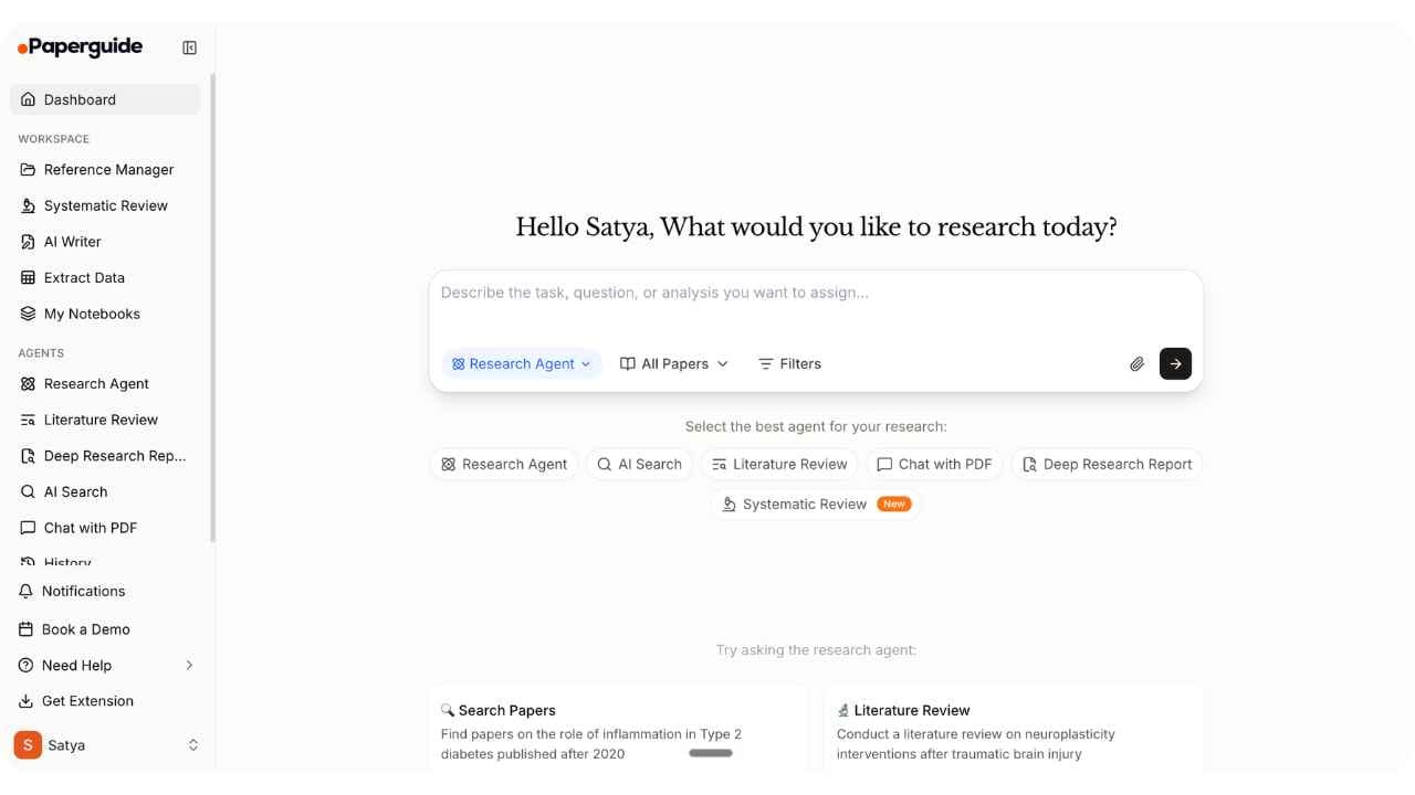 Paperguide dashboard