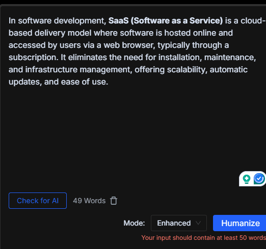 BypassGPT screenshot for sample test