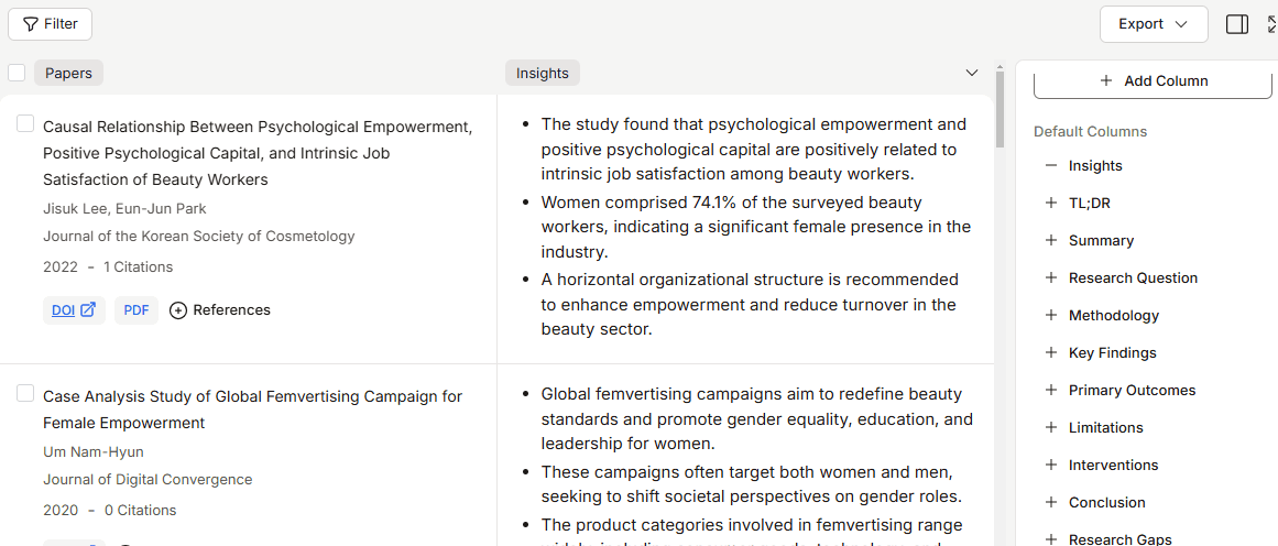 Paperguide Literature Review columns