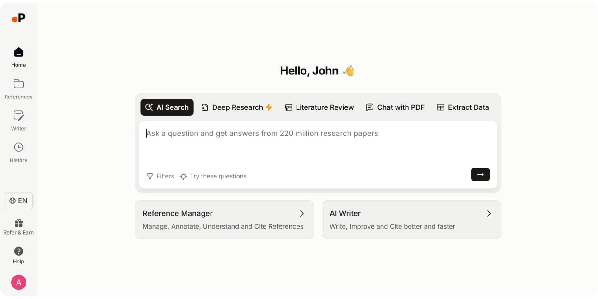Paperguide dashboard