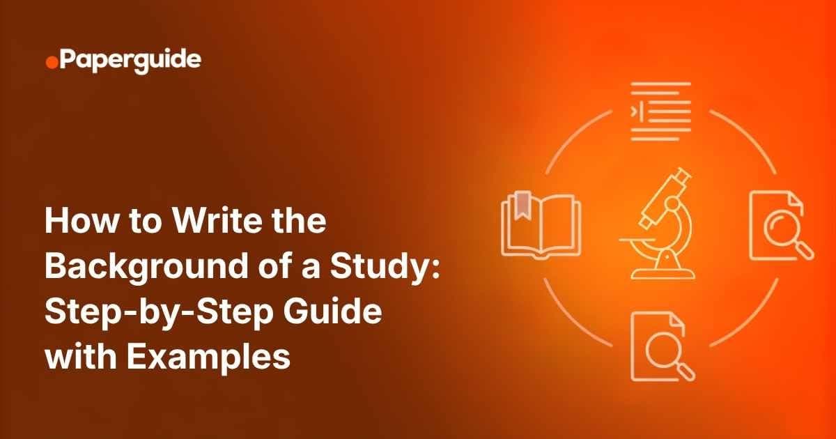 Paperguide logo with a microscope ringed by an open book, a text document and documents with a magnifier on an orange background