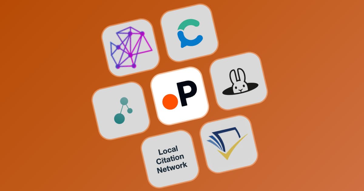Paperguide app icon in the centre of a tilted grid of seven citation mapping tool icons on an orange background