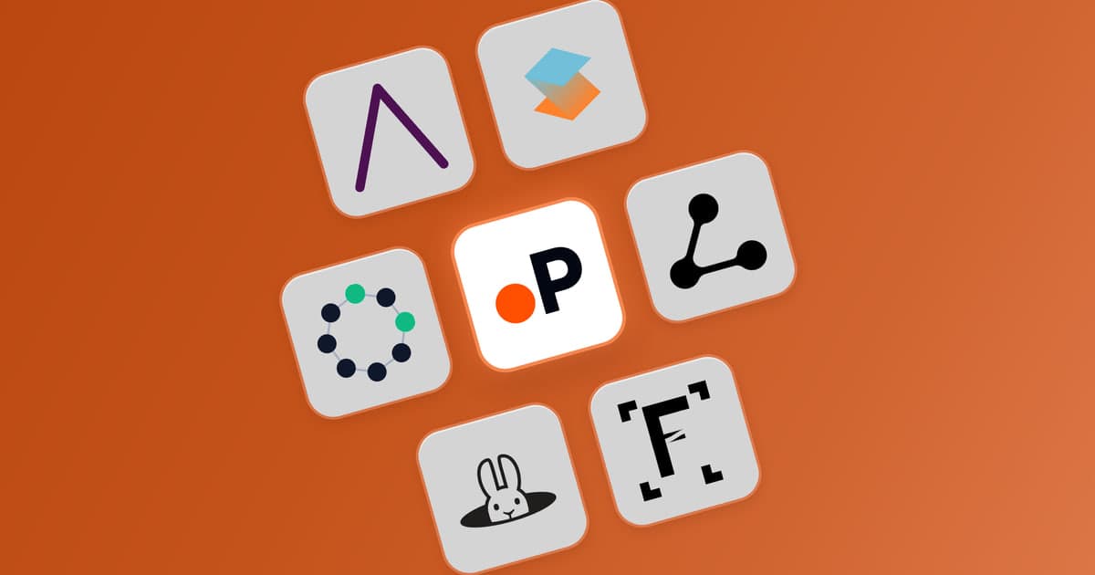 Tilted app tiles for the seven research gap finder tools on an orange background, with the Paperguide tile highlighted in the centre