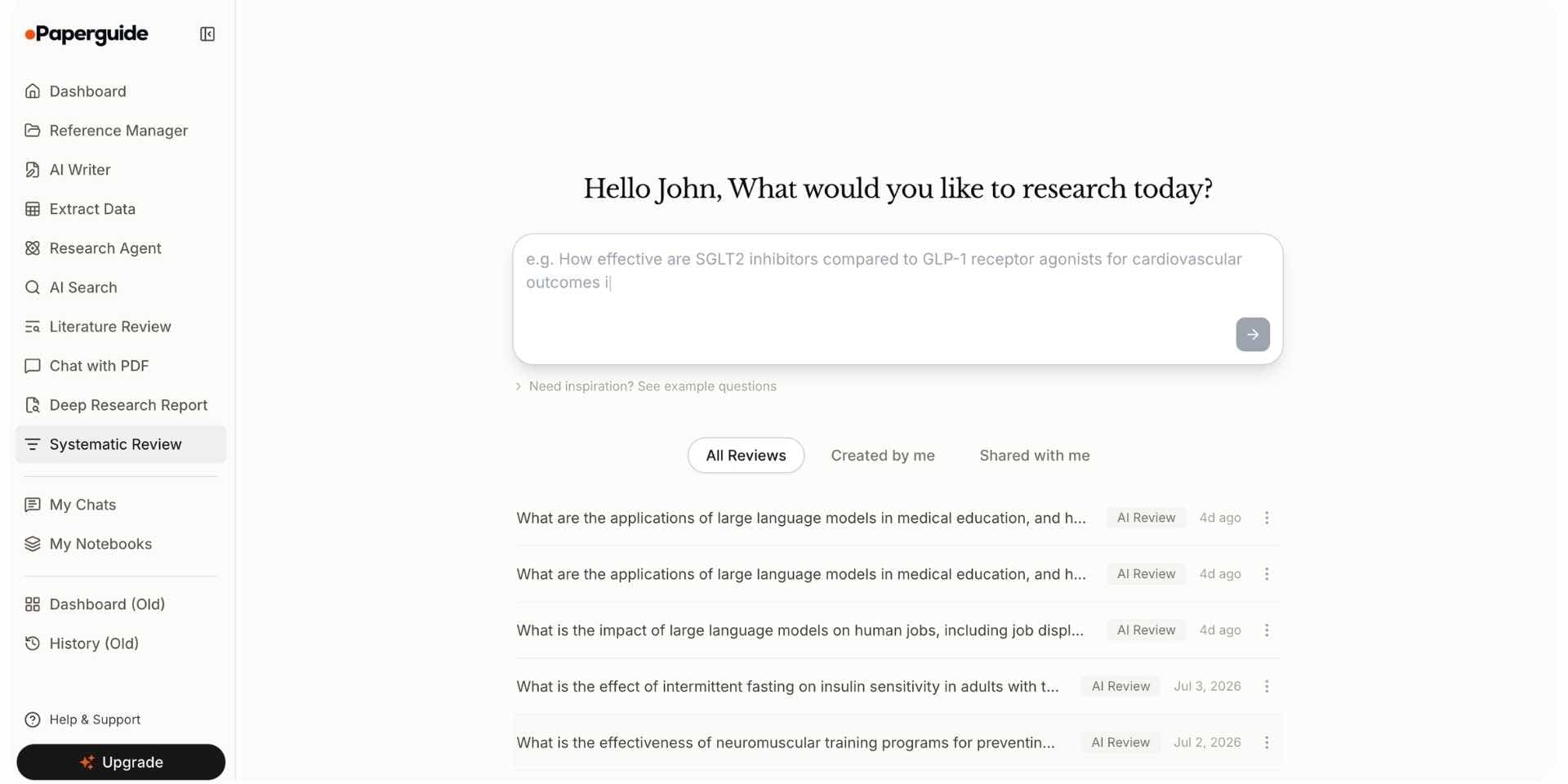 paperguide dashboard