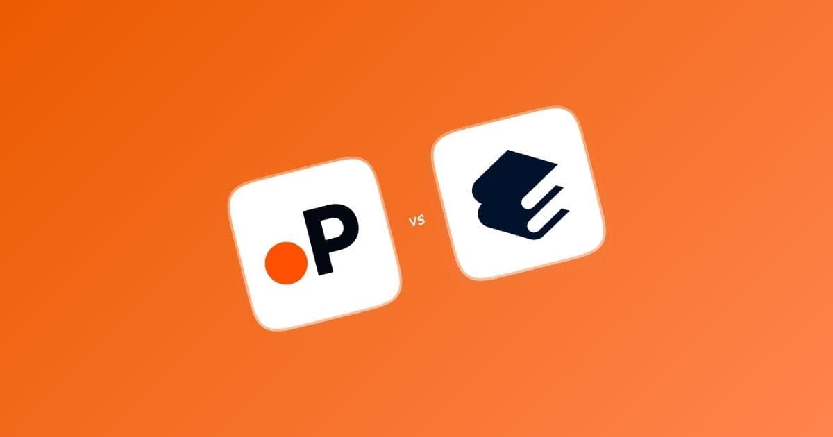 Paperguide and Elicit app logos side by side on an orange background