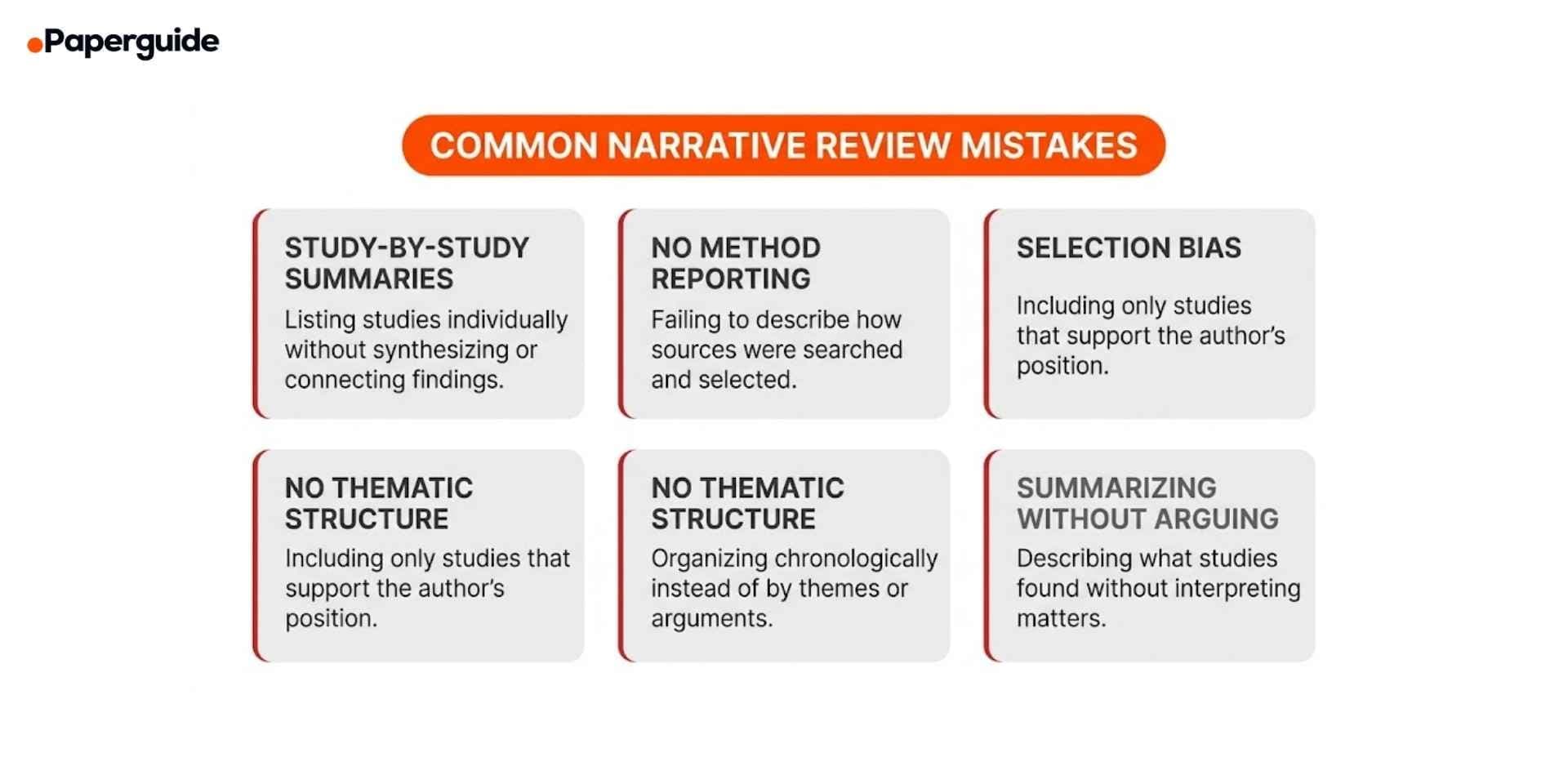 common narrative review mistakes