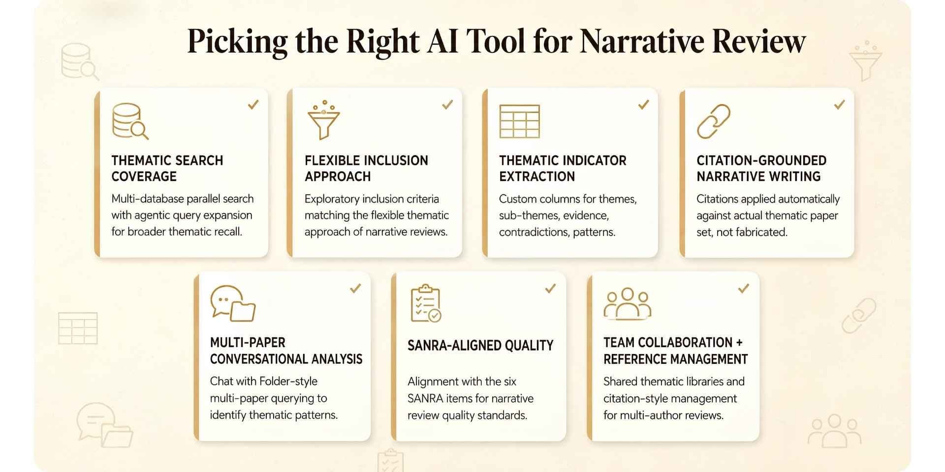 criteria for choosing the right ai tool for narrative review