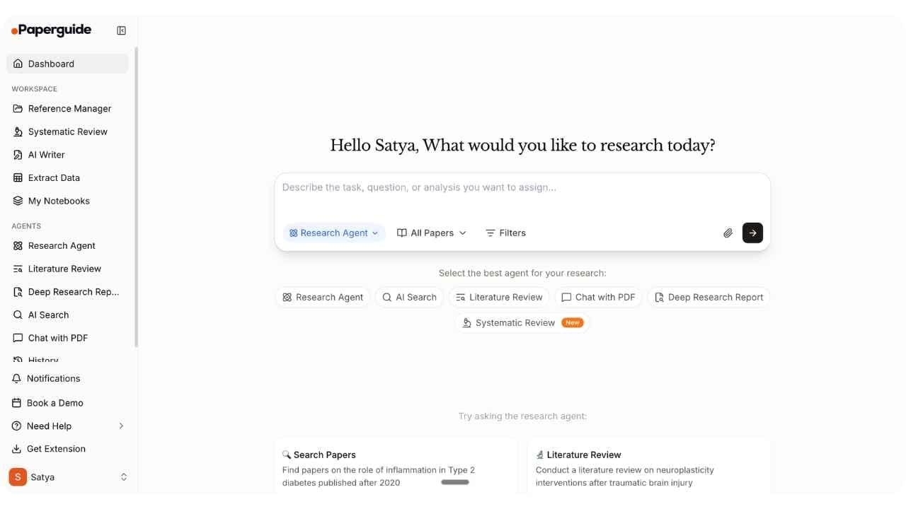 Paperguide dashboard