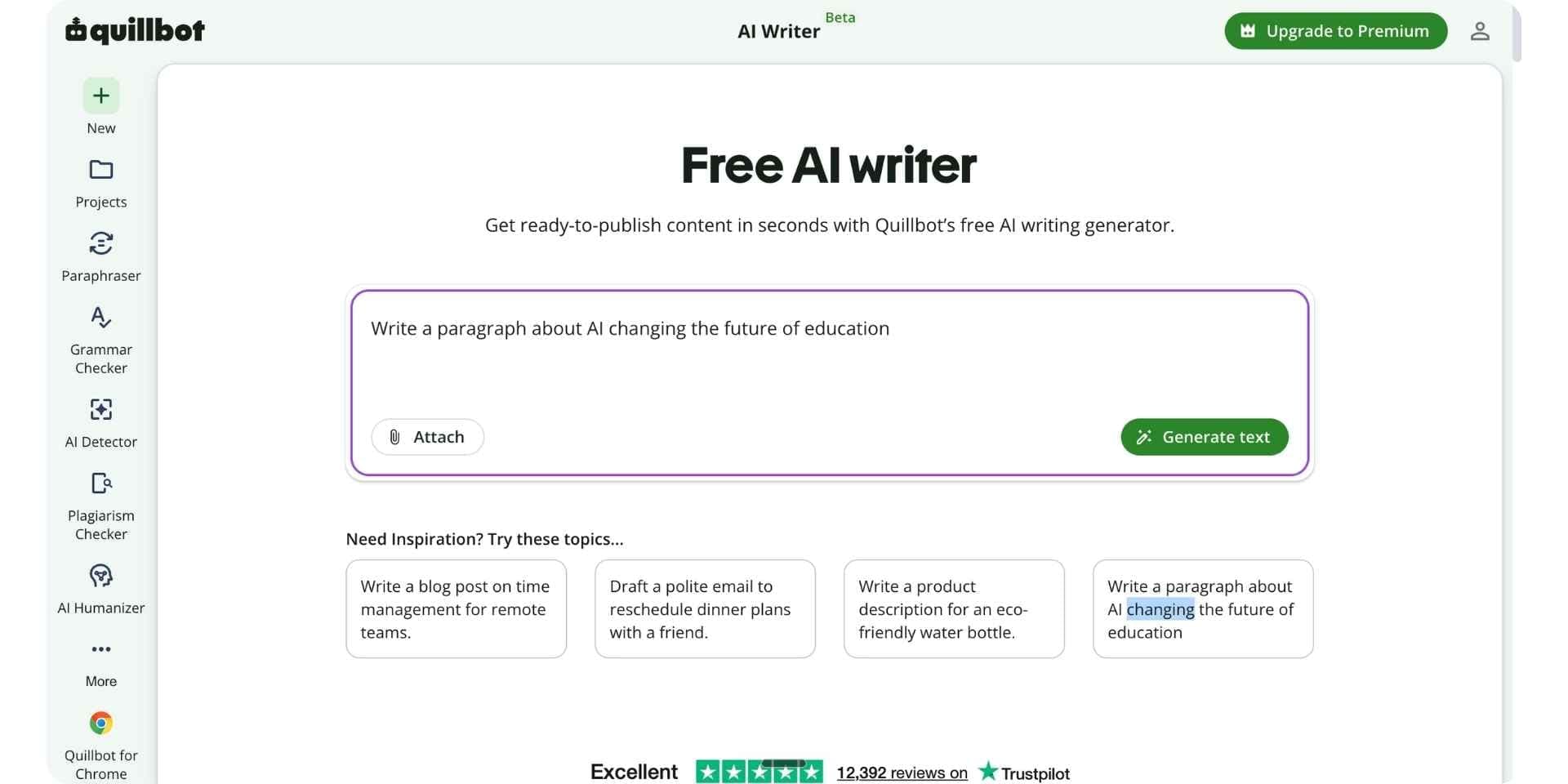 Quillbot AI Writer