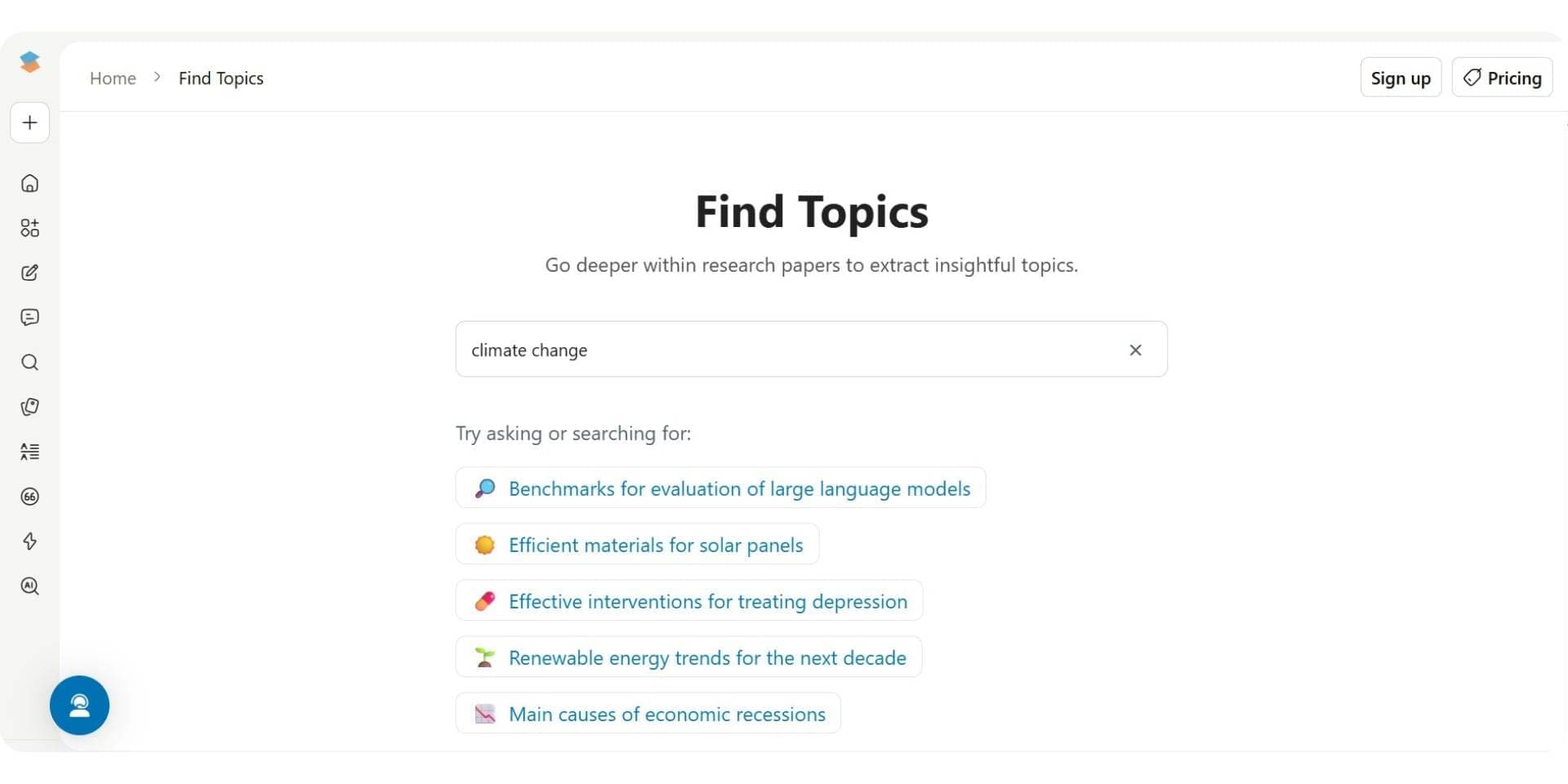 scispace concepts topic generator