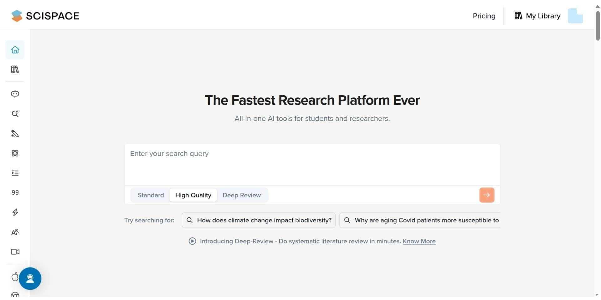 scispace dashboard